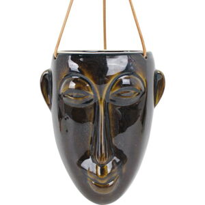 Tmavě hnědý závěsný květináč PT LIVING Mask, výška 22,3 cm