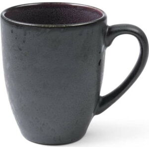 Černý kameninový hrnek s ouškem s vnitřní glazurou ve fialové barvě Bitz Mensa, 300 ml