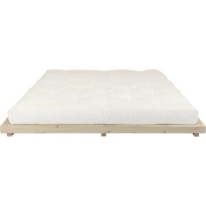 Dvoulůžková postel z borovicového dřeva s matrací Karup Design Dock Double Latex Natural Clear/Natural, 180 x 200 cm