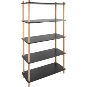 Černý regál s bambusovými nohami Leitmotiv Cabinet Simplicity