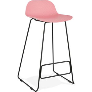 Růžová barová židle s černými nohami Kokoon Slade, výška sedu 76 cm
