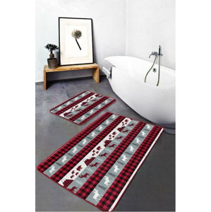 Červeno-šedé textilní koupelnové předložky v sadě 2 ks 60x100 cm – Mila Home