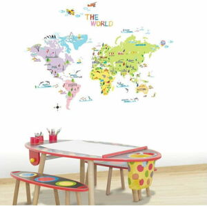 Sada nástěnných samolepek Ambiance World Map for Children