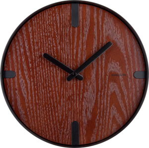 Nástěnné hodiny z ořešákové dýhy Karlsson Dashed, ø 30 cm
