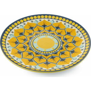 Žlutý kulatý servírovací talíř z dolomitu Villa d´Este Sicilia