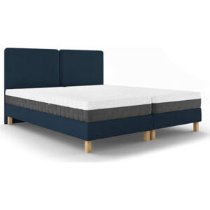 Tmavě modrá dvoulůžková postel Mazzini Beds Lotus, 140 x 200 cm