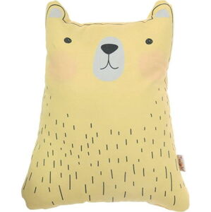 Žlutý dětský polštářek s příměsí bavlny Mike & Co. NEW YORK Pillow Toy Bear Cute, 22 x 30 cm