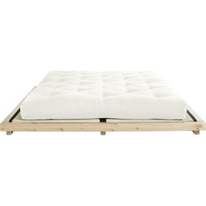 Dvoulůžková postel z borovicového dřeva s matrací a tatami Karup Design Dock Comfort Mat Natural Clear/Natural, 160 x 200 cm
