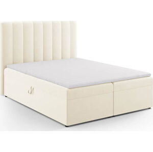 Béžová boxspring postel s úložným prostorem 160x200 cm Gina – Milo Casa