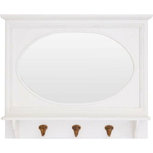 Nástěnné zrcadlo v bílém rámu s 3 háčky Premier Housewares