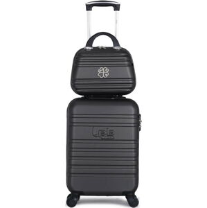 Set černého skořepinového zavazadla na 4 kolečkách a kosmetického kufříku LPB Aurelia
