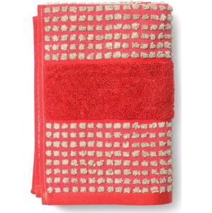 Červený froté ručník z Bio bavlny 50x100 cm Check – JUNA