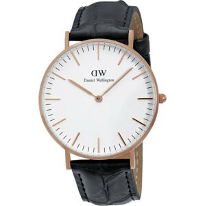 Pánské hodinky s koženým řemínkem a ciferníkem růžovozlaté barvy Daniel Wellington Reading, ⌀ 40 mm