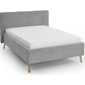 Světle šedá čalouněná dvoulůžková postel s úložným prostorem s roštem 140x200 cm Riva – Meise Möbel
