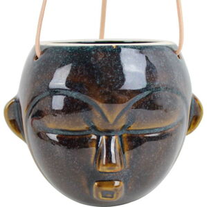 Tmavě hnědý závěsný květináč PT LIVING Mask, výška 15,2 cm