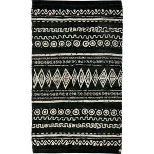 Černo-bílý bavlněný koberec Webtappeti Ethnic, 55 x 180 cm