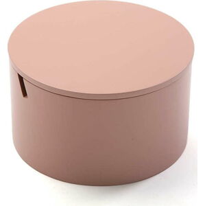 Růžový dřevěný box na šperky Versa Pinky, ø 14 cm