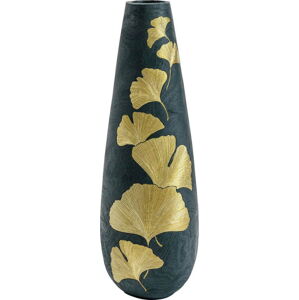 Zelená váza s motivy zlatých listů Kare Design, výška 95 cm