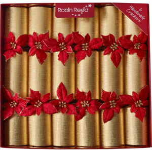 Vánoční crackery v sadě 6 ks Glitter Poinsettia - Robin Reed