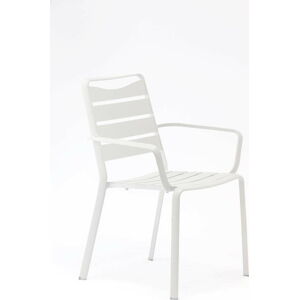 Sada 4 bílých zahradních židlí z hliníku s područkami Ezeis Spring