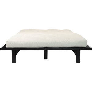 Dvoulůžková postel z borovicového dřeva s matrací Karup Design Blues Comfort Mat Black/Natural, 160 x 200 cm