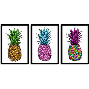 Trojdílný obraz Pineapple, 109 x 50 cm