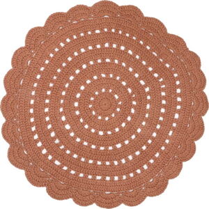 Hnědý ručně háčkovaný koberec z bavlny Nattiot Alma, ø 120 cm