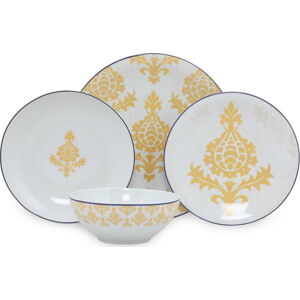 24dílná sada bílo-žlutého porcelánového nádobí Kütahya Porselen Ornaments