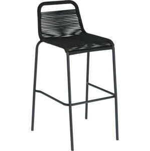 Černá barová židle s ocelovou konstrukcí Kave Home Glenville, výška 74 cm