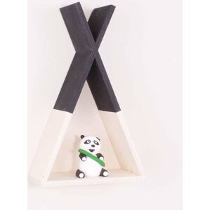 Černá dřevěná nástěnná polička North Carolina Scandinavian Home Decors Teepee, výška 33 cm