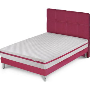 Růžová postel s matrací Stella Cadente Pluton, 140 x 200  cm