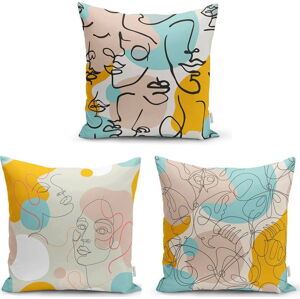 Sada 3 povlaků na polštáře Minimalist Cushion Covers Drawing Face, 45 x 45 cm