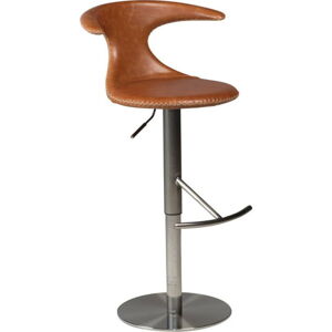 Hnědá barová nastavitelná židle s koženým sedákem DAN-FORM Denmark Flair