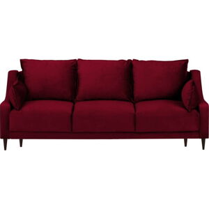 Červená sametová rozkládací pohovka s úložným prostorem Mazzini Sofas Freesia, 215 cm