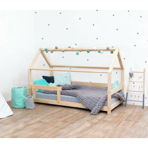 Přírodní dětská postel s bočnicí ze smrkového dřeva Benlemi Tery, 90 x 200 cm