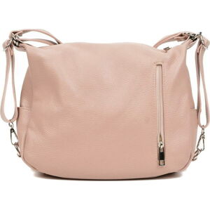 Světle růžová kožená kabelka Mangotti Bags, 30 x 28 cm