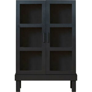 Černá vitrína z borovicového dřeva 107x160 cm Bonk – Basiclabel