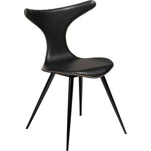 Černá kožená jídelní židle z eko kůže s černým kovovým podnožím DAN–FORM Denmark Dolphin