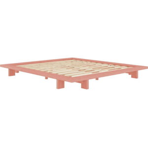 Světle růžová dvoulůžková postel z borovicového dřeva s roštem 180x200 cm Japan – Karup Design
