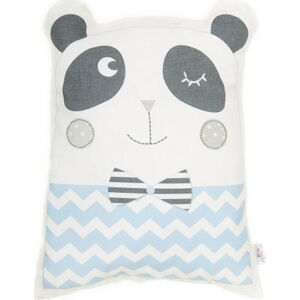 Modrý dětský polštářek s příměsí bavlny Mike & Co. NEW YORK Pillow Toy Panda, 25 x 36 cm