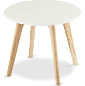 Bílý konferenční stolek s nohami z dubového dřeva Furnhouse Life, Ø 48 cm