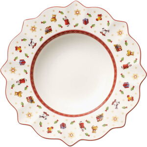 Bílo-červený hluboký porcelánový vánoční talíř Toy's Delight Villeroy&Boch, ø 26 cm