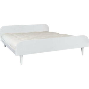 Dvoulůžková postel z borovicového dřeva s matrací Karup Design Twist Comfort Mat White/Natural, 160 x 200 cm