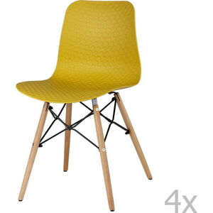 Sada 4 žlutých jídelních židlí sømcasa Tina