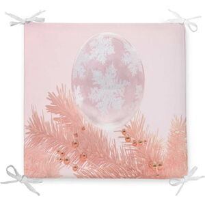 Vánoční podsedák s příměsí bavlny Minimalist Cushion Covers Pink Ornaments, 42 x 42 cm