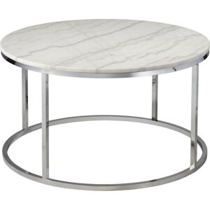 Bílý mramorový konferenční stolek s chromovaným podnožím RGE Accent, ⌀ 85 cm