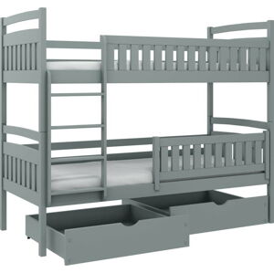 Šedá patrová dětská postel s úložným prostorem 80x200 cm Ignas - Lano Meble