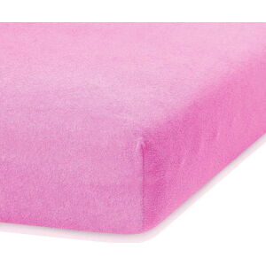 Růžové elastické prostěradlo s vysokým podílem bavlny AmeliaHome Ruby, 140/160 x 200 cm