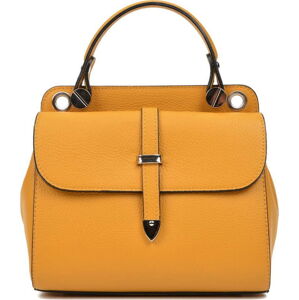 Žlutá kožená kabelka s 2 kapsami Carla Ferreri