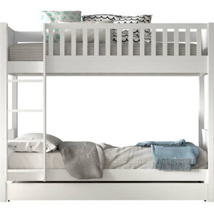Bílá patrová dětská postel z borovicového dřeva s úložným prostorem 90x200 cm SCOTT – Vipack